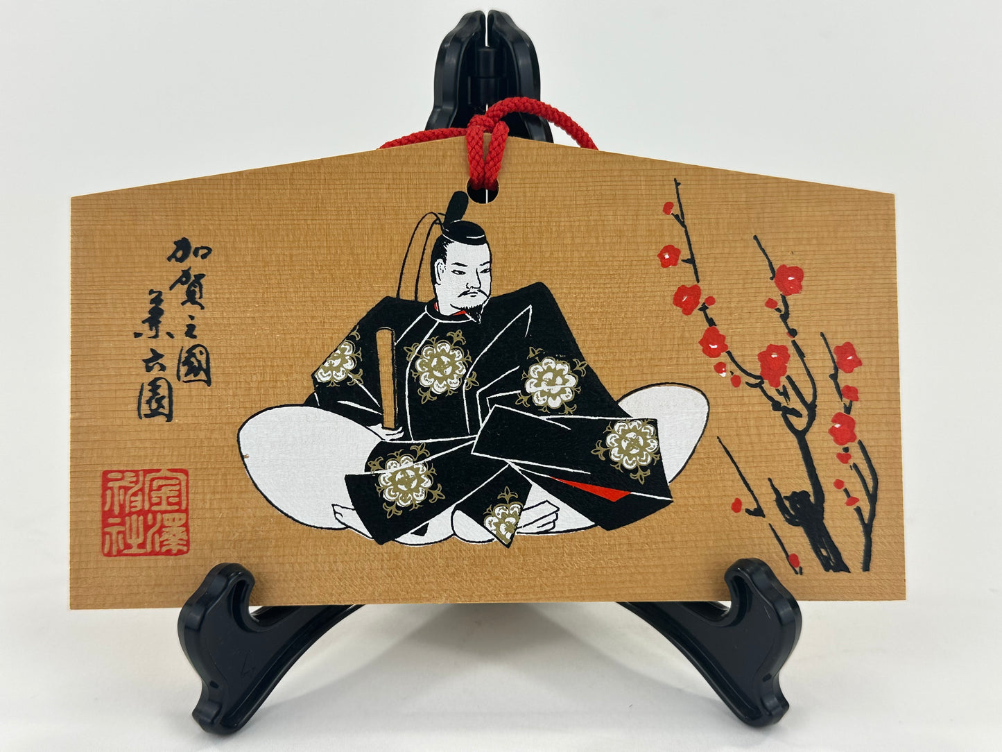 Vintage Japanese Ema Votive Plaque Hand-Painted Wooden Shrine Offering Wishes & Blessings 6"