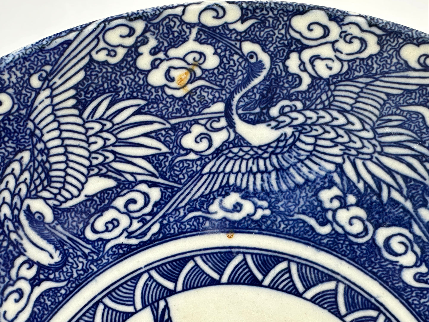 Antique Japanese Late Edo Period 19th Century Imari Ceramic Plate Blue & White 10"