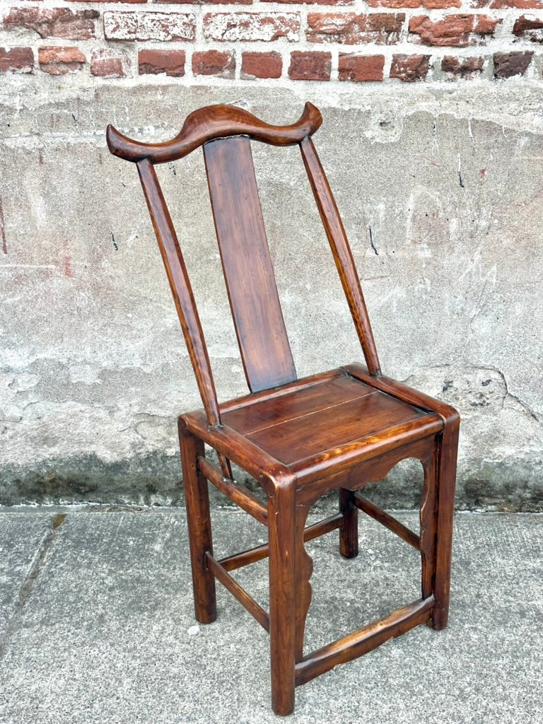 Antique Chinese Elm Yoke Back Official's Hat Chair Guanmaoyi Late Qing Dynasty 38"H LS#139