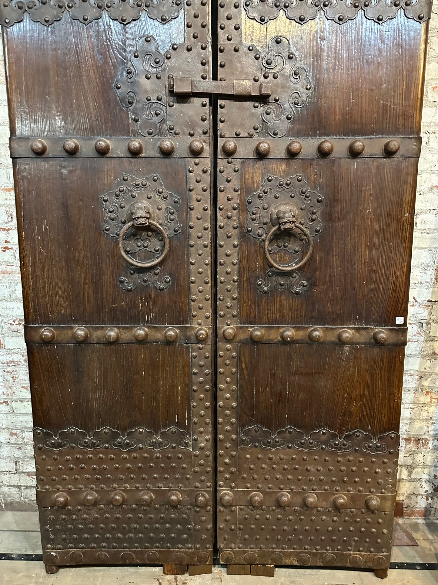 Antique Chinese Qing Dynasty 19th Pair of Wood Doors