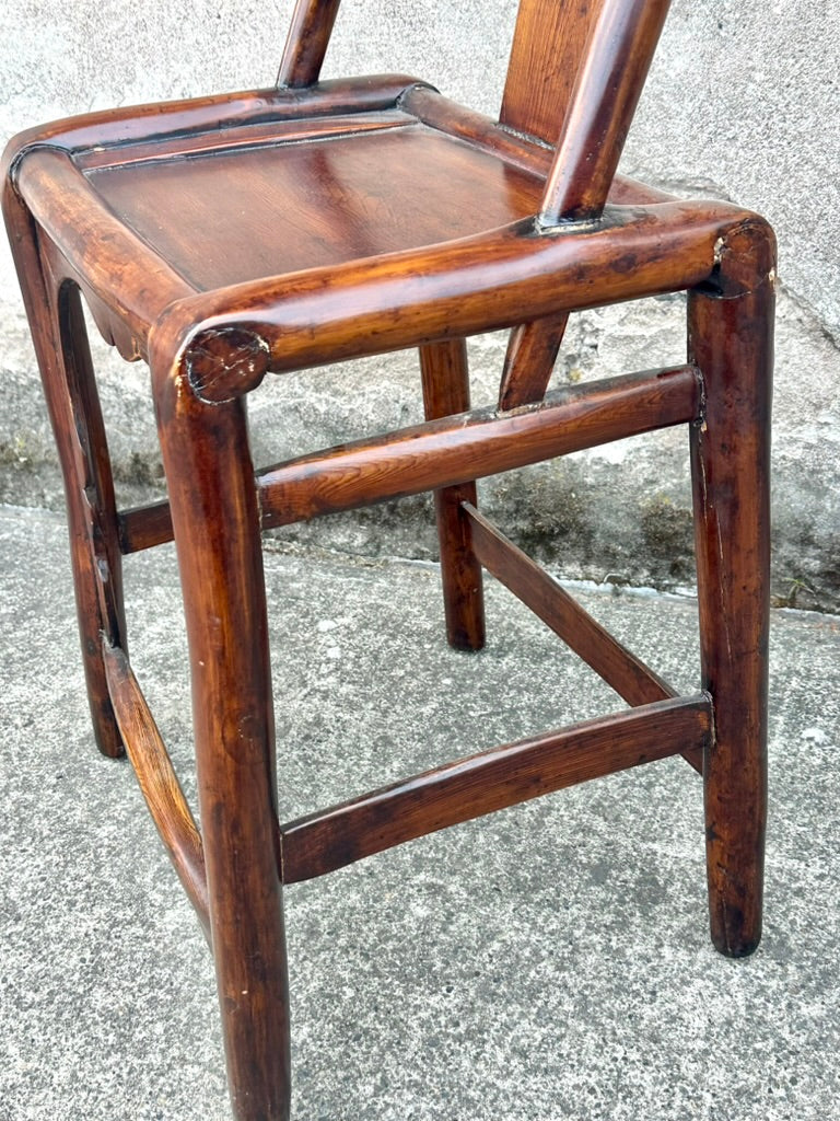 Antique Chinese Elm Yoke Back Official's Hat Chair Guanmaoyi Late Qing Dynasty 38"H LS#139