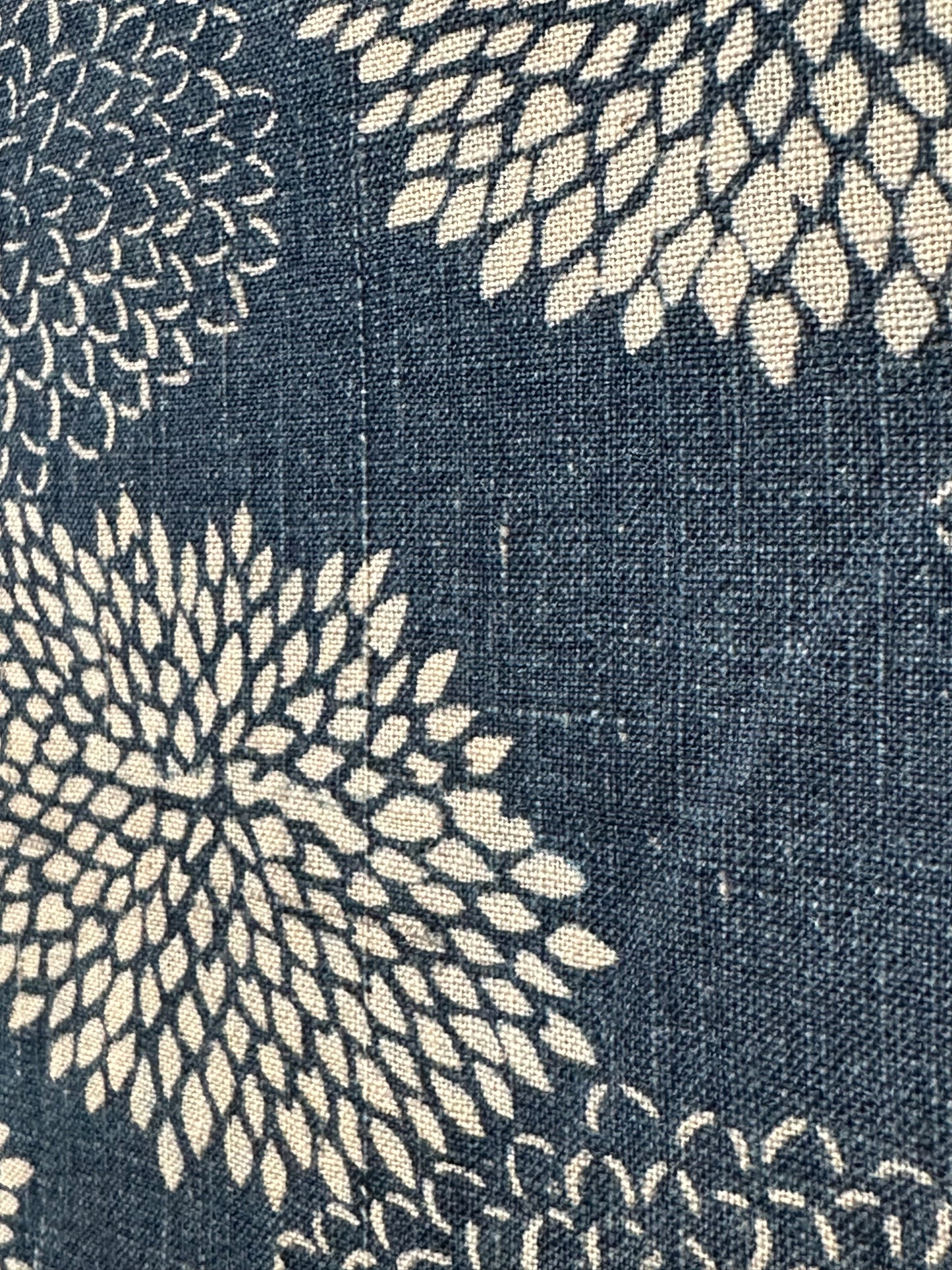 Antique Japanese 19th Century Textile - Katazome Indigo 65"x65" Kiku #82