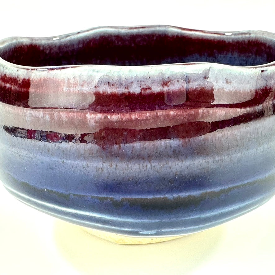 Japanese Handmade Chawan Matcha Tea Bowl Murasaki Shinsha Purple Copper Red Glaze NEW 5"