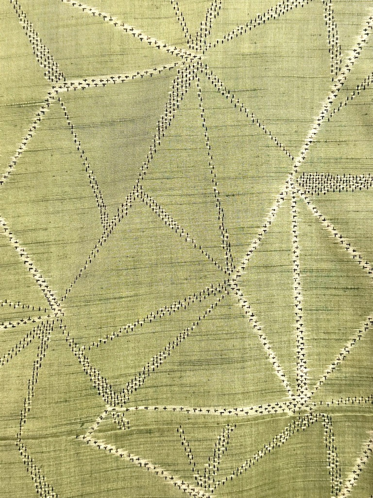 Vintage Japanese Hand Woven Tsumugi Silk Kimono Geometric Diamond Unused Showa
