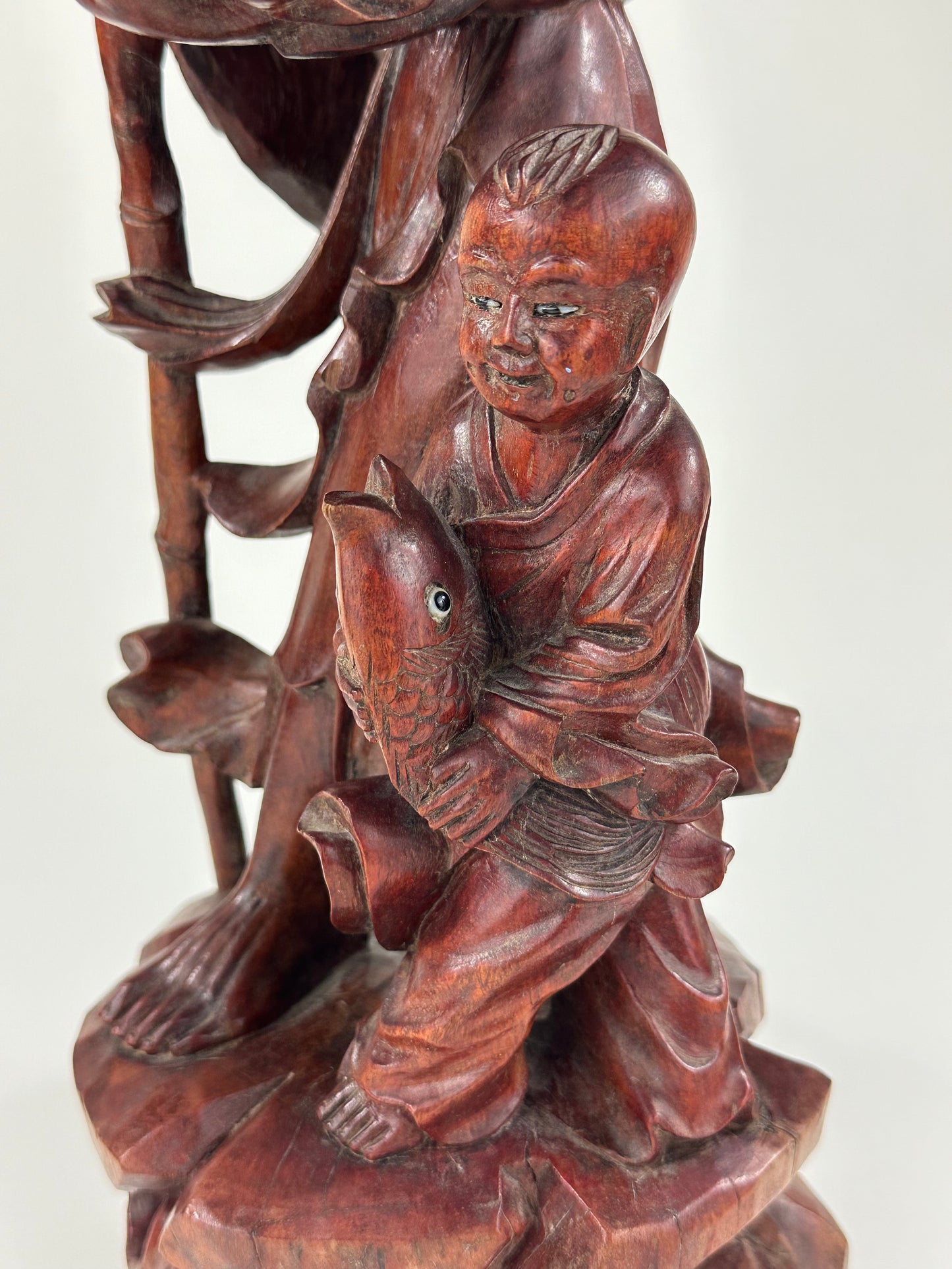 Antique Chinese Carved Wooden Statue of Shoulao 19”