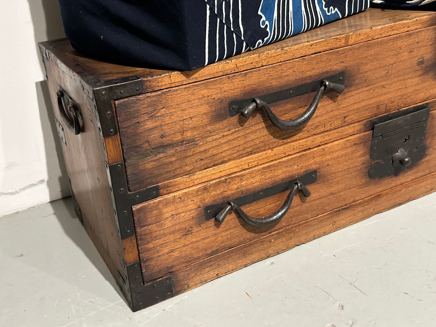 Antique Japanese Edo Era c1800 Sword Chest Katanadansu Kiri Wood 45"W