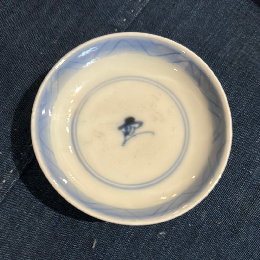 Antique Japanese c1890's Ceramic Blue & White Sauce Dish 3.5"