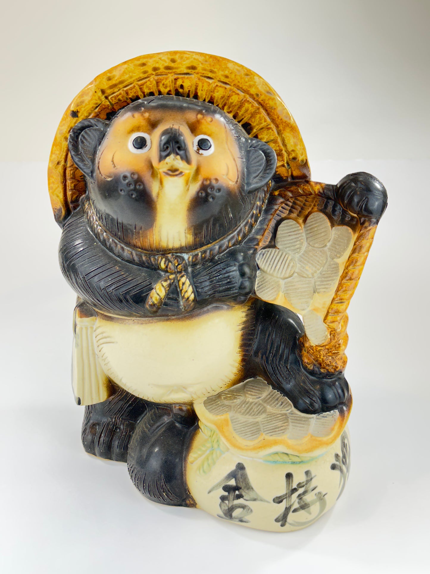 Vintage Japanese Tanuki "Raccoon-dog" Ceramic Statue 12.5"