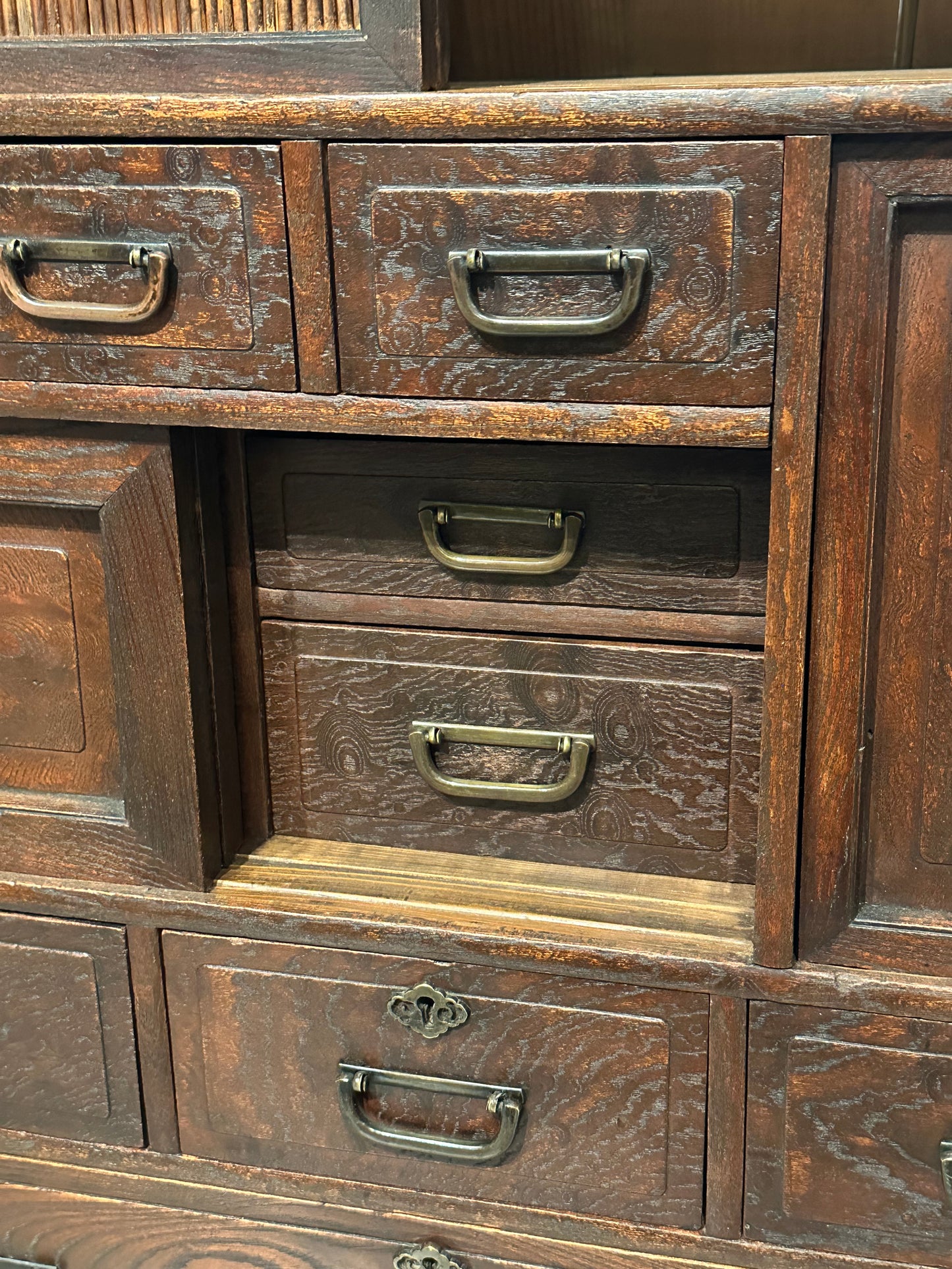 Antique Japanese Taisho Era (c1920’s) Chadansu Tea Tansu 9 Drawer 26"W