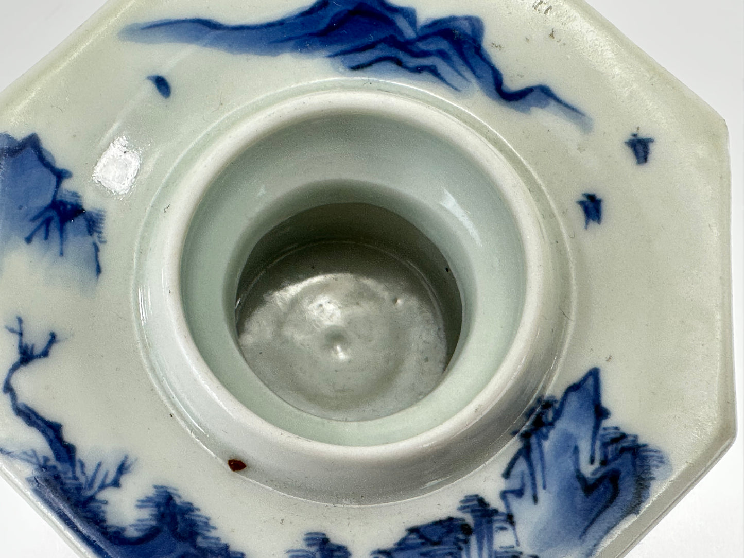 Vintage Japanese Blue and White Porcelain Sake Cup Holder 3.75"W
