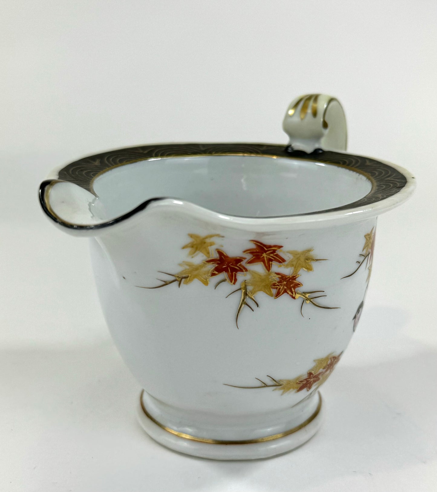 Vintage Japanese Hand Painted Maple Leaf & Bird Creamer