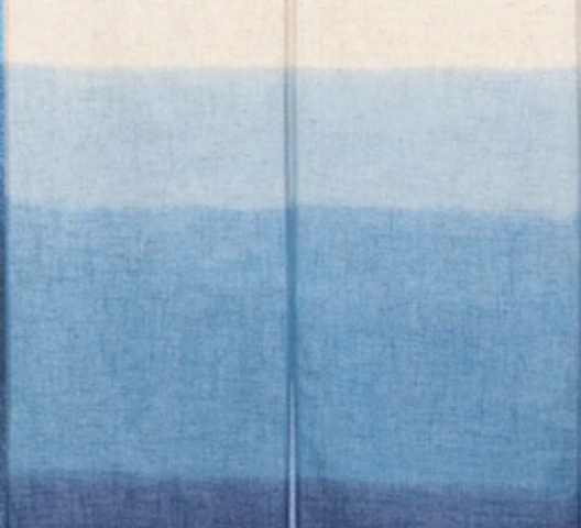 New Japanese Noren Curtain Hiyori Sea Blue Ombre Doorway 150cm 20% Linen