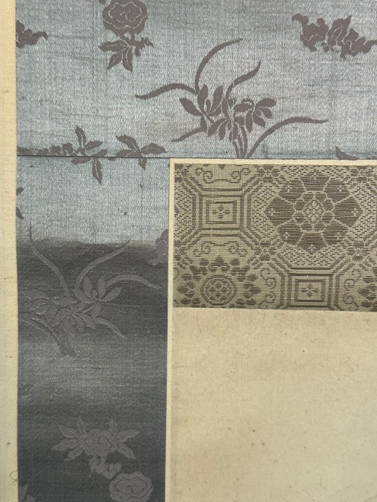 Antique Japanese Kakejiku Bijin-ga Beauty Spider Web Kimono Meiji Taisho Scroll 72"L