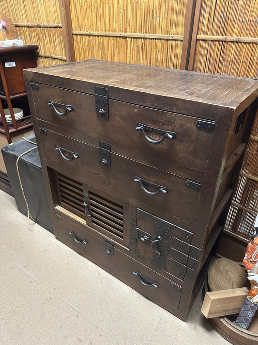 Antique Japanese Chobadansu Meiji Era 1868-1912 Document Tansu Chest Sugi 36"