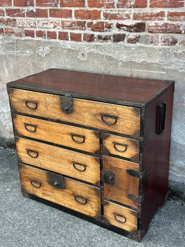 Japanese Edo Period Chobadansu Merchant Chest Kiri & Sugi Tansu 36"W
