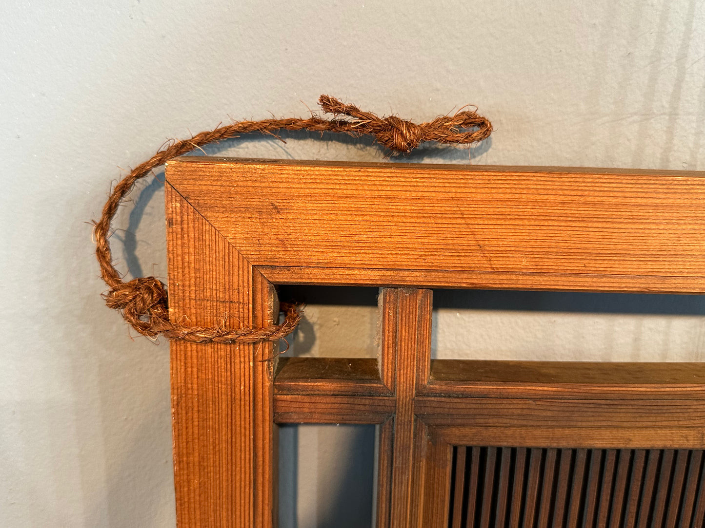 Vintage Japanese Ranma Transom Geometric Lattice Sugi Wood 73"