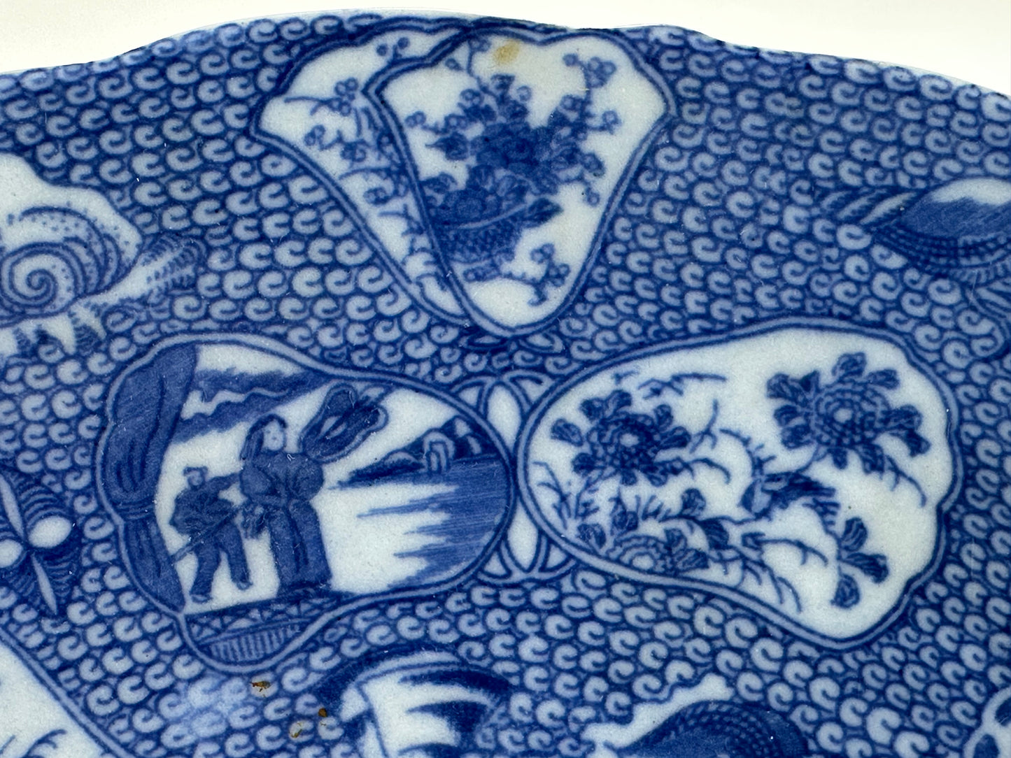 Antique Japanese 19th Century Imari Ceramic Plate Blue & White Flora & Fauna 10.5"