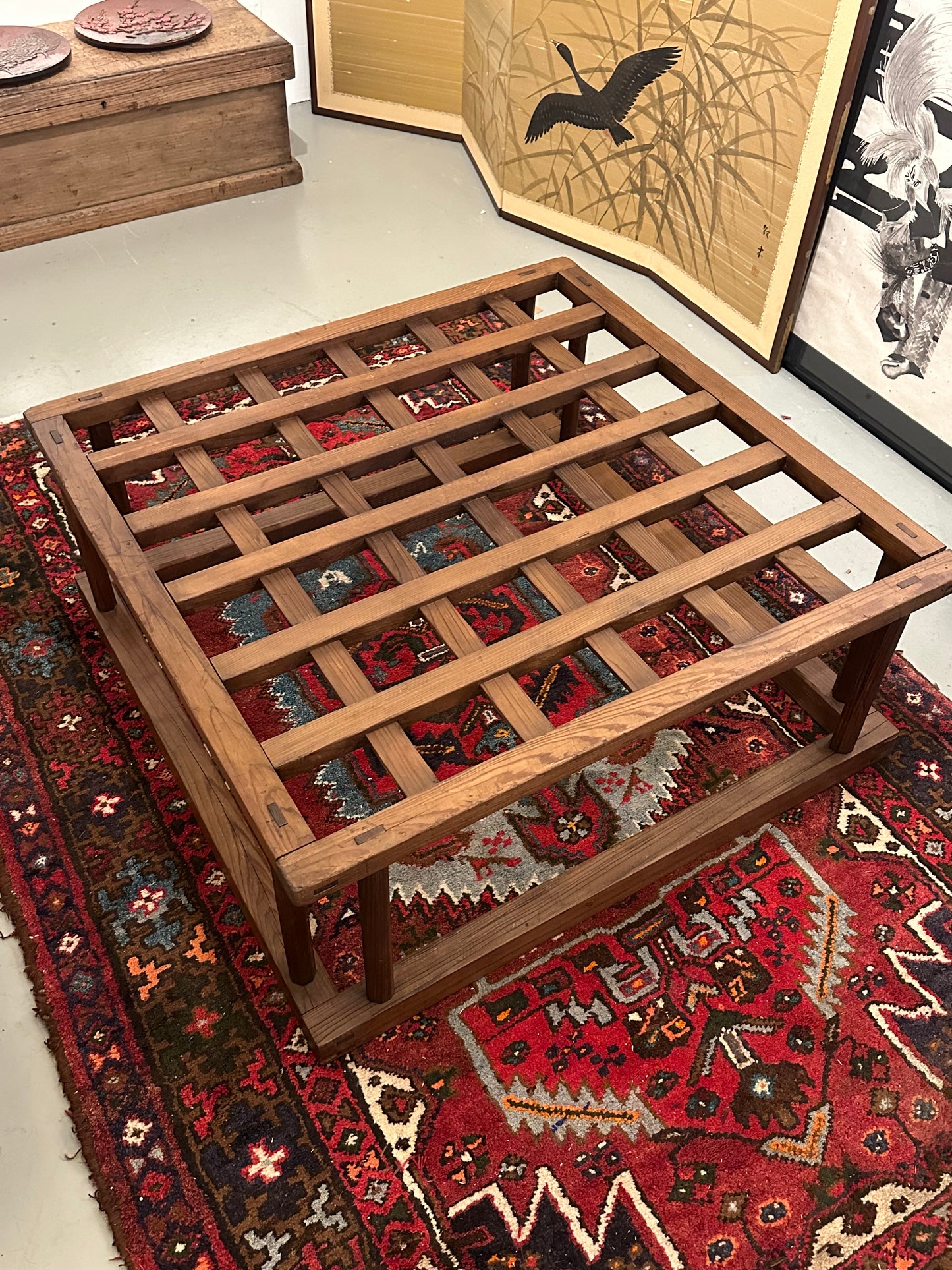 Antique Japanese 19th Century Sugi Wood Kotatsu Table 34”