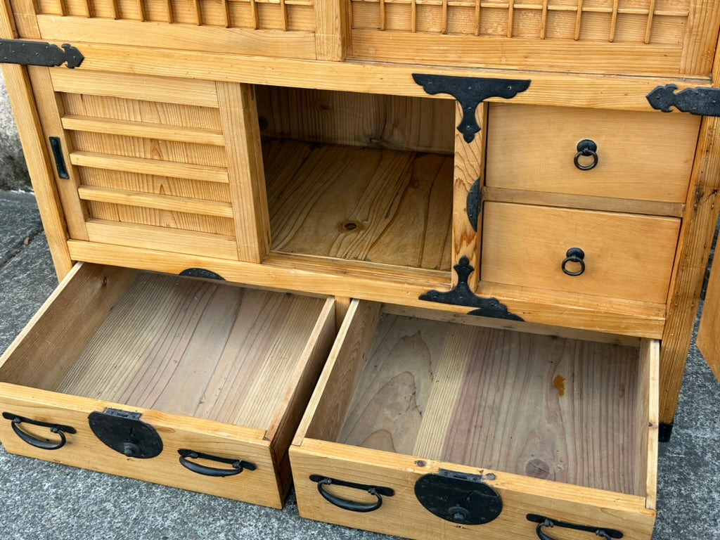 Japanese Sugi Wood Chobadansu Merchant Chest Early Showa Period Tansu 36"H