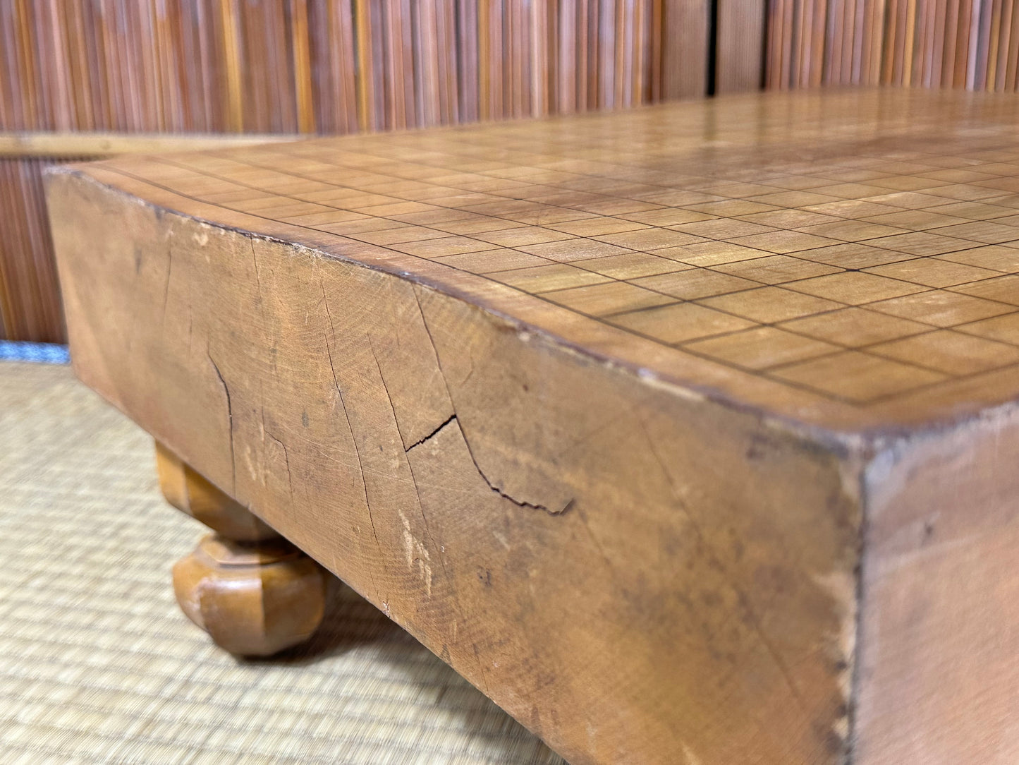 Vintage Japanese Goban 3.5" (9cm) Thick Go Game Board Floor Board H8?