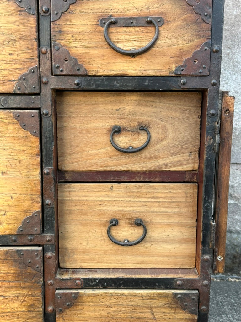 Japanese Edo Period Chobadansu Merchant Chest Kiri & Sugi Tansu 36"W