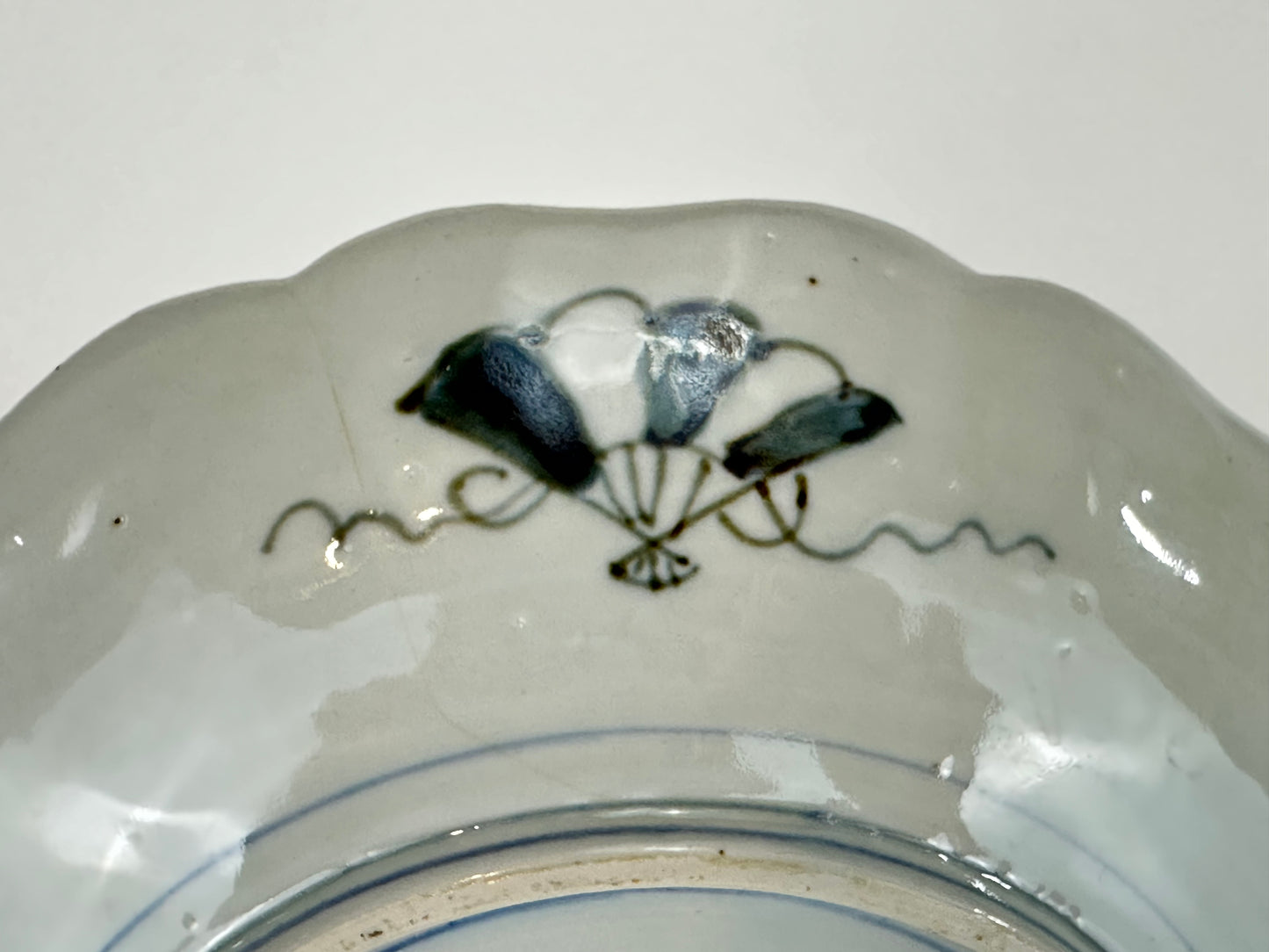 Antique Japanese 19thC Imari Ceramic Plate Hawk & Fan 9.5"