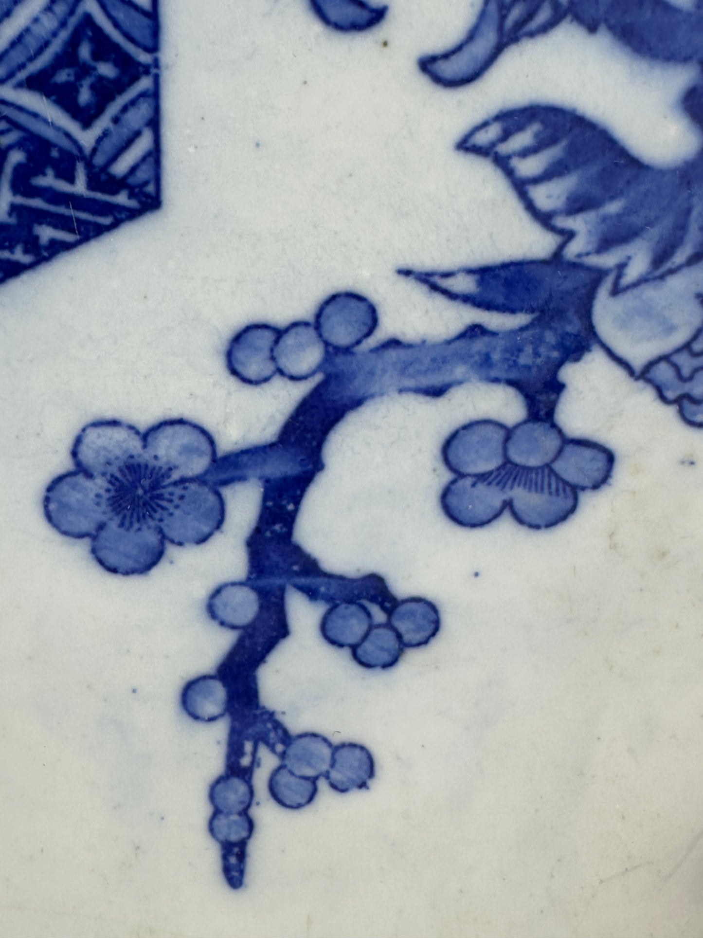 Antique Japanese Late Edo Period 19th Century Imari Ceramic Plate Blue & White 12.5"