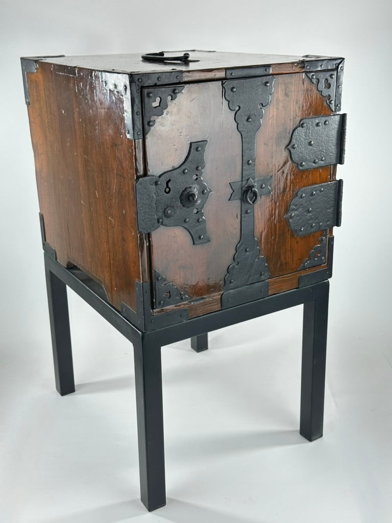 Antique Japanese Funadansu Ship Chest Sugi Iron Hardware Edo Period Custom Stand c1840 21"H