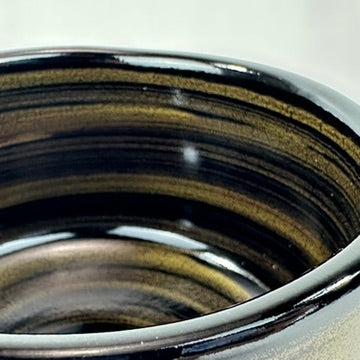 Japanese Handmade Mino Ware Chawan Matcha Tea Bowl Koku Yu Kinsai Black Gold Glaze NEW 5"