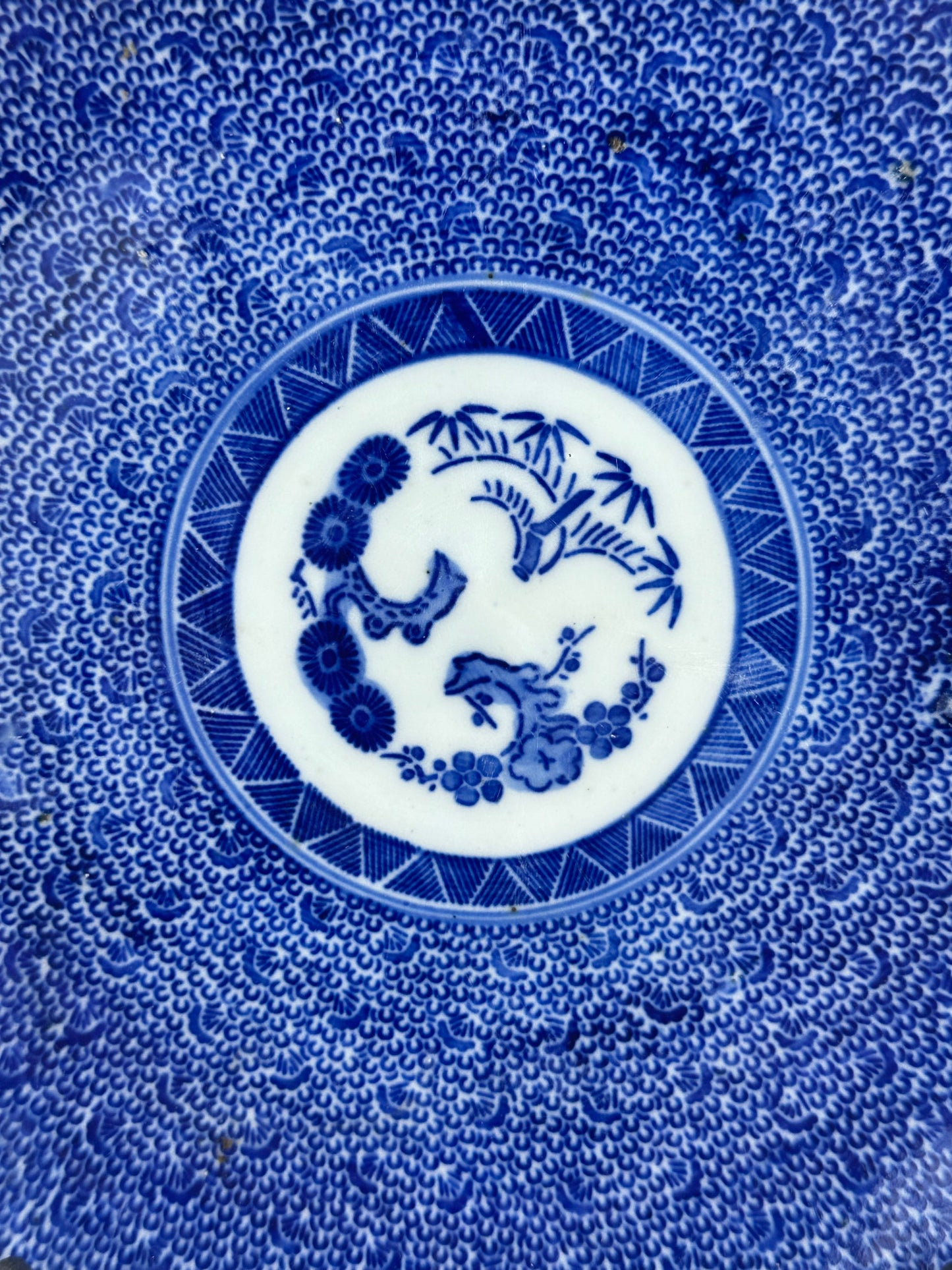 Antique Japanese Late Edo Period 19th Century Imari Ceramic Plate Blue & White 11.5"