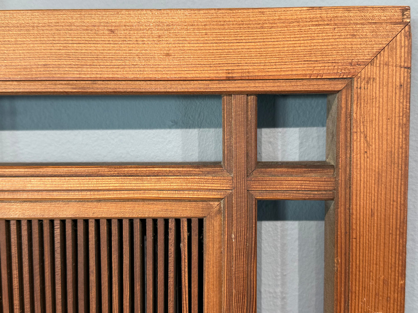 Vintage Japanese Ranma Transom Geometric Lattice Sugi Wood 73"