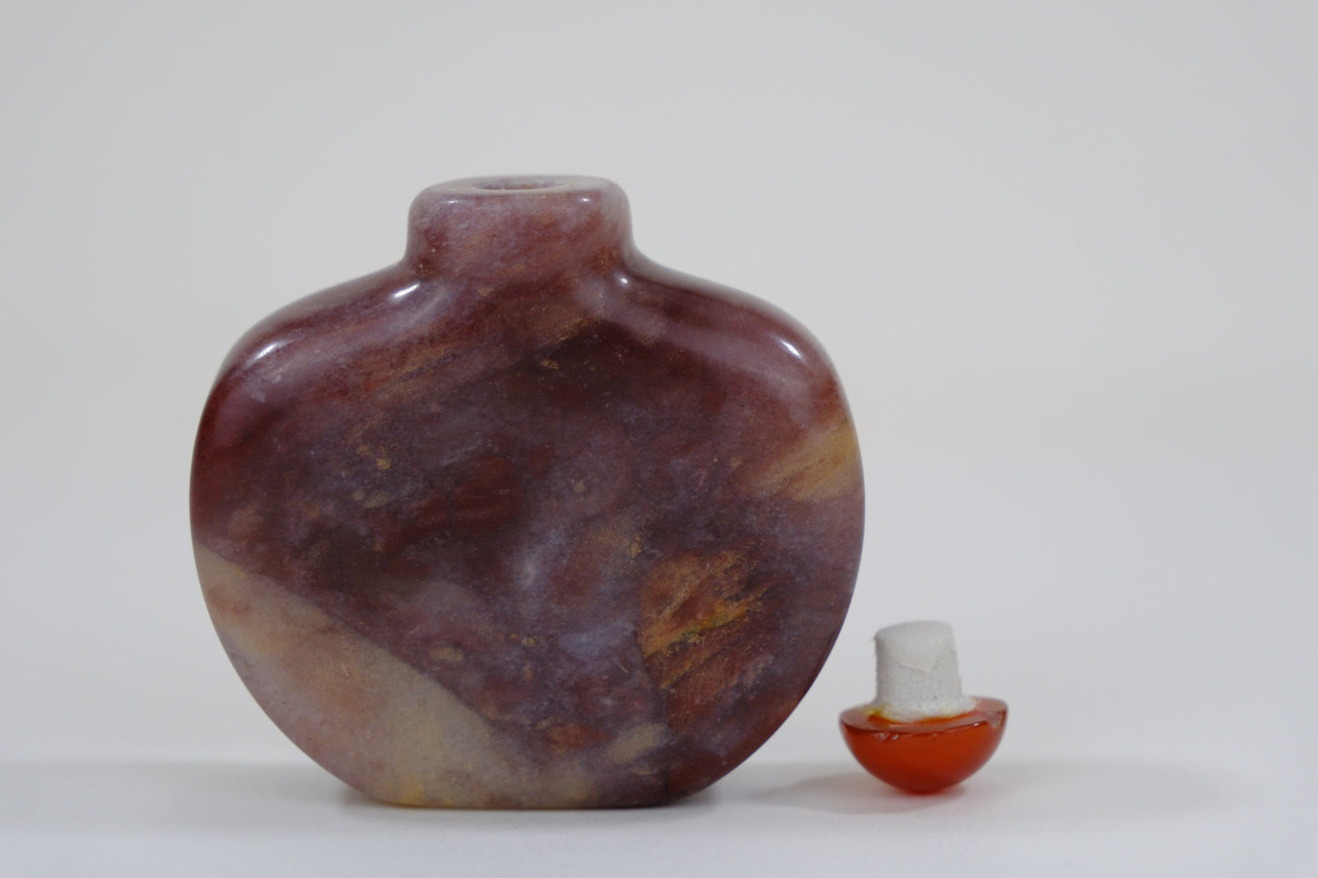 Vintage Chinese Natural Purple Stone Snuff Bottle w/ Stopper 2.5"