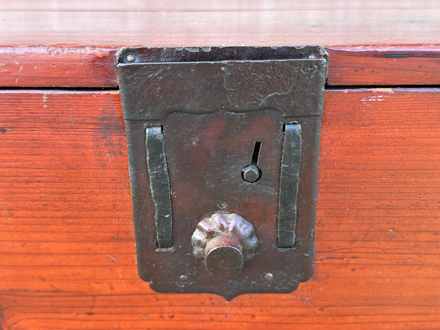 Antique Japanese Meiji Era “Katanadansu” Red Lacquer Sword Chest 53"