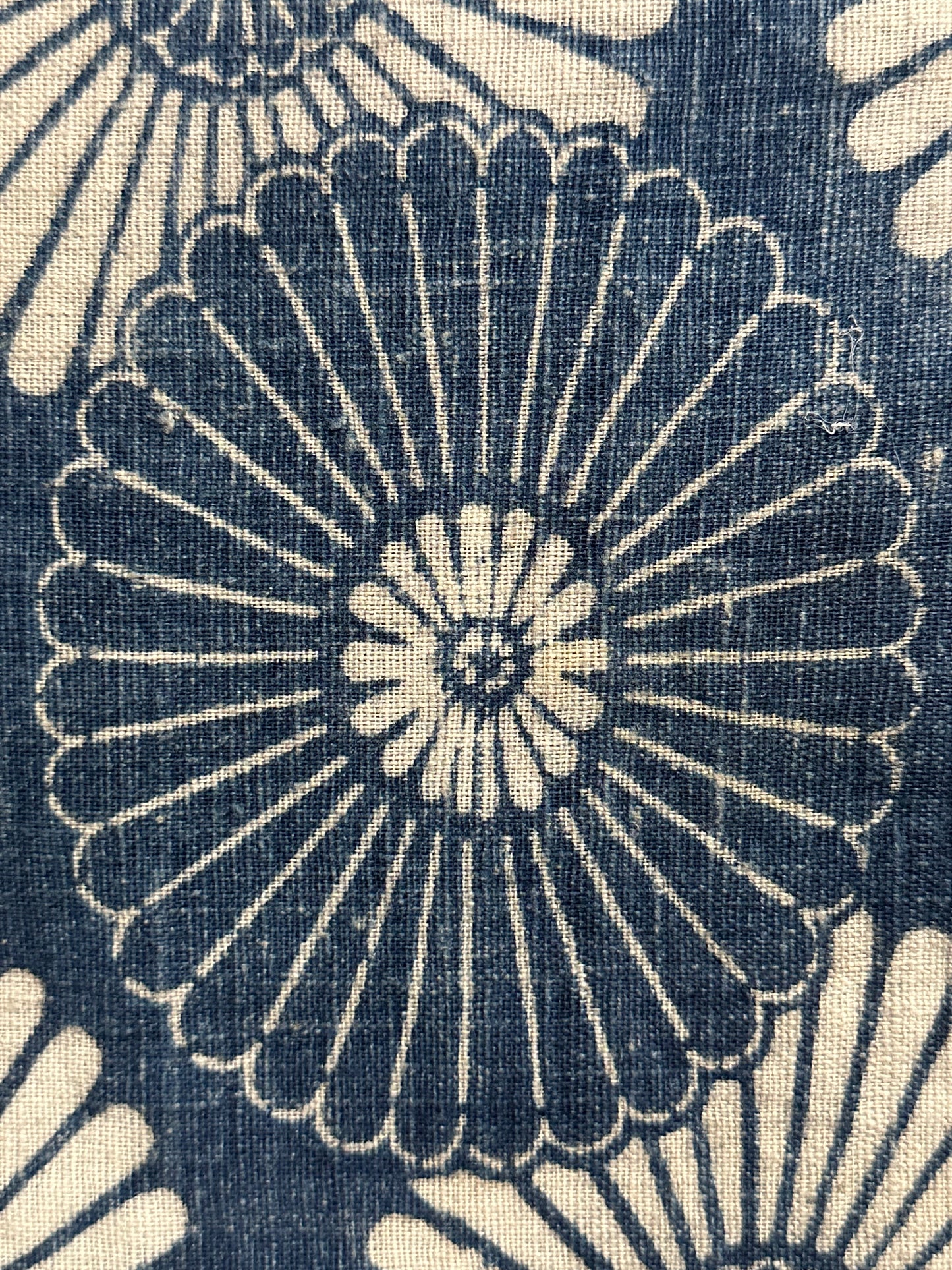 Antique Japanese 19th Century Textile - Katazome Indigo 49" x 73" Kiku #81