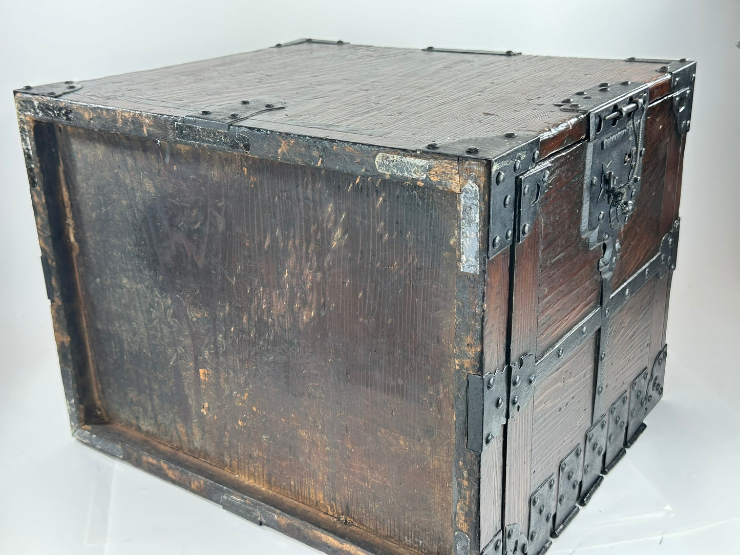 ntique Japanese Funadansu Ship Chest Sugi Kiri Iron Hardware Edo Period Custom Stand c1840's