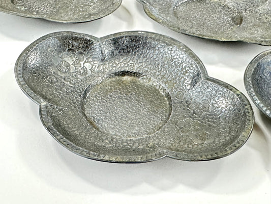 Single Antique Japanese Hand Crafted Chataku Tea Saucer Pewter 4.5"