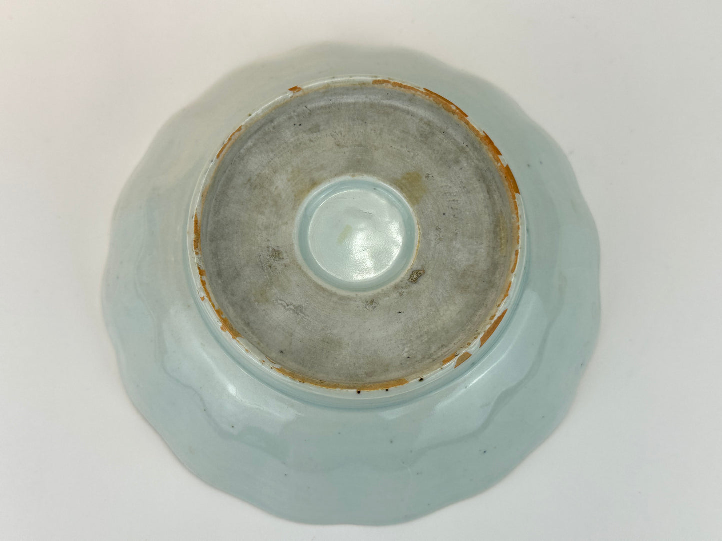 Antique Japanese Imari Scalloped Porcelain Bowl with Underglaze Blue Design 6.25"W