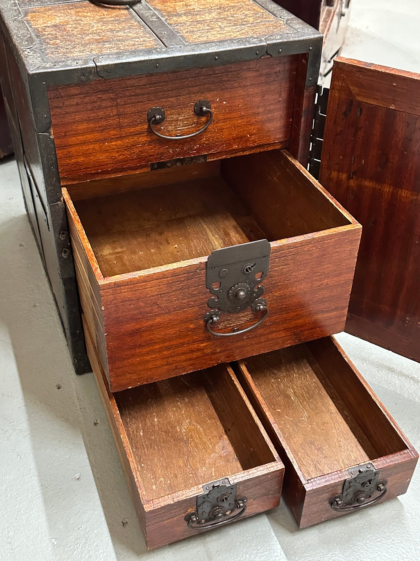Rare Antique Japanese Edo Era (c1800's) Funadansu Ship's Tansu Chest 17"