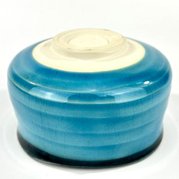 Japanese Mino Ware Chawan Matcha Tea Bowl Sky Blue Glaze Black Rim Kannyu NEW 5"