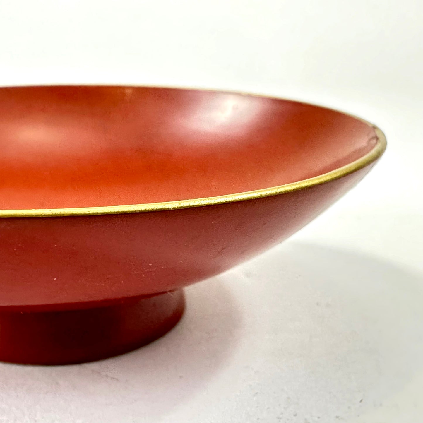 Antique Japanese Wooden Red Lacquer Sakazuki Sake Cup Gold Makie 4”