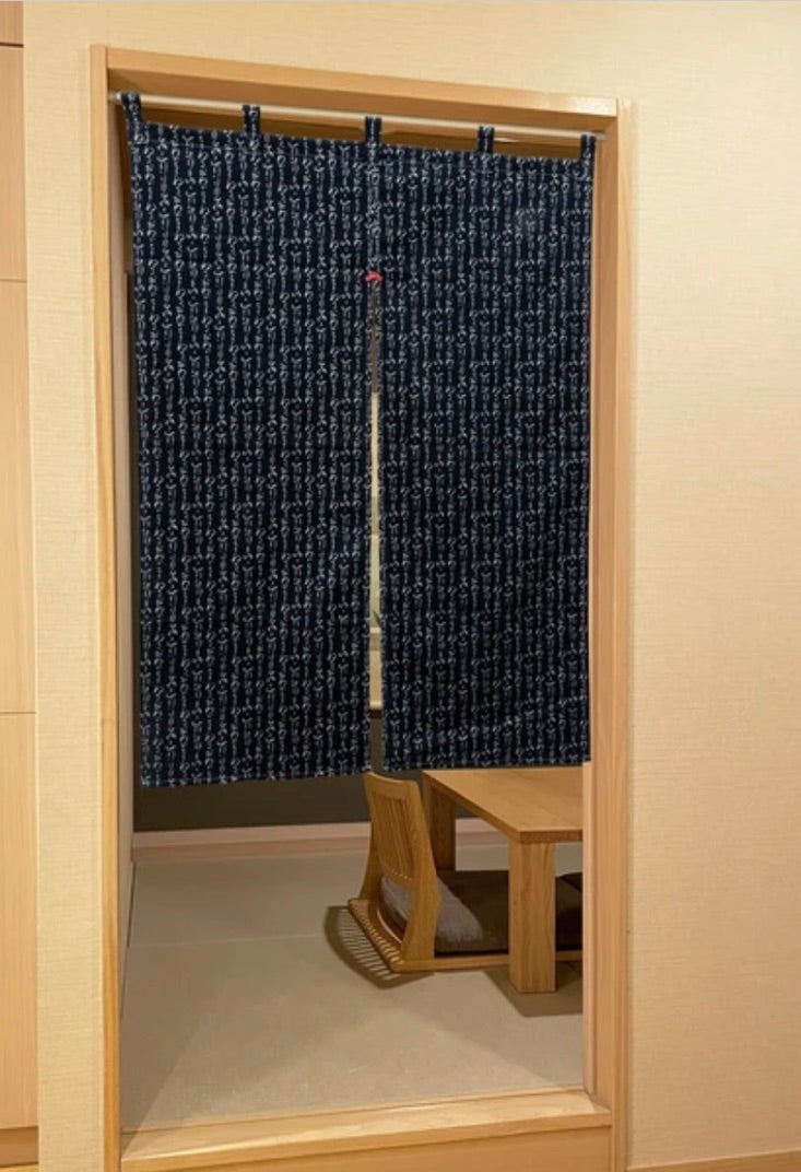 New Japanese Noren Curtain Iroha Cotton Charcoal Doorway 120cm 100% Cotton