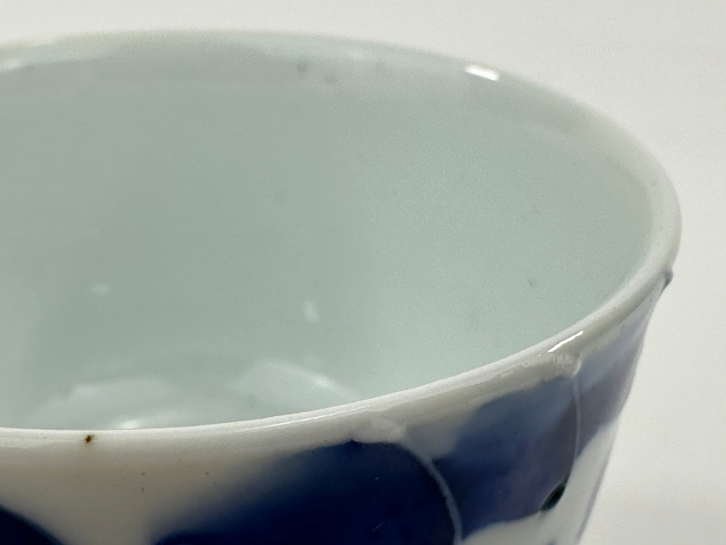 Vintage Japanese Sometsuke Indigo Handpainted Yunomi Tea Cup 3.25"W