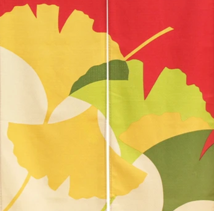 New Japanese Noren Curtain Ginkgo Leaf Red Cotton 150cm 100% Cotton