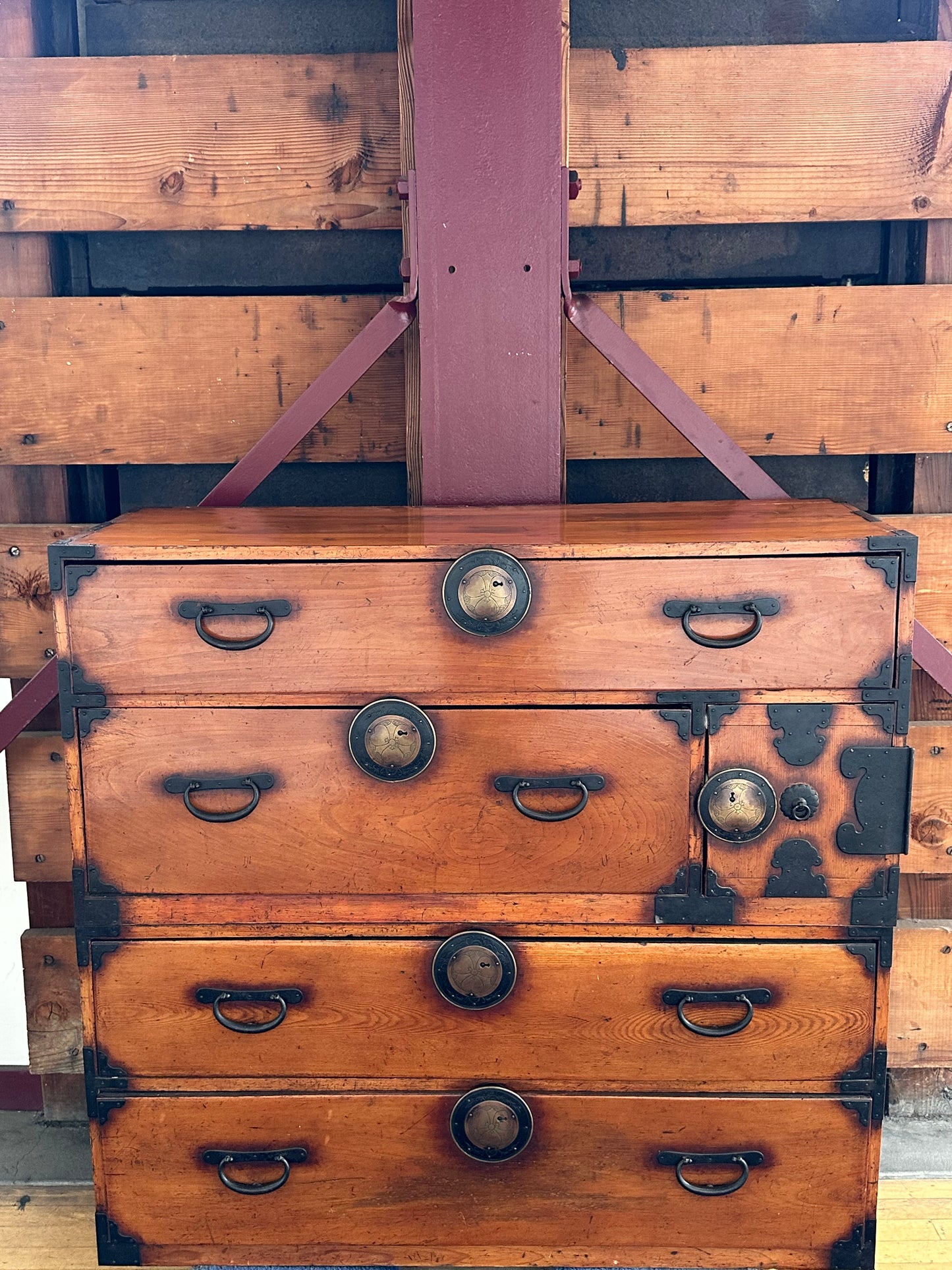 Antique Japanese Clothing Tansu Meiji Era c1880's Ishodansu 45"W
