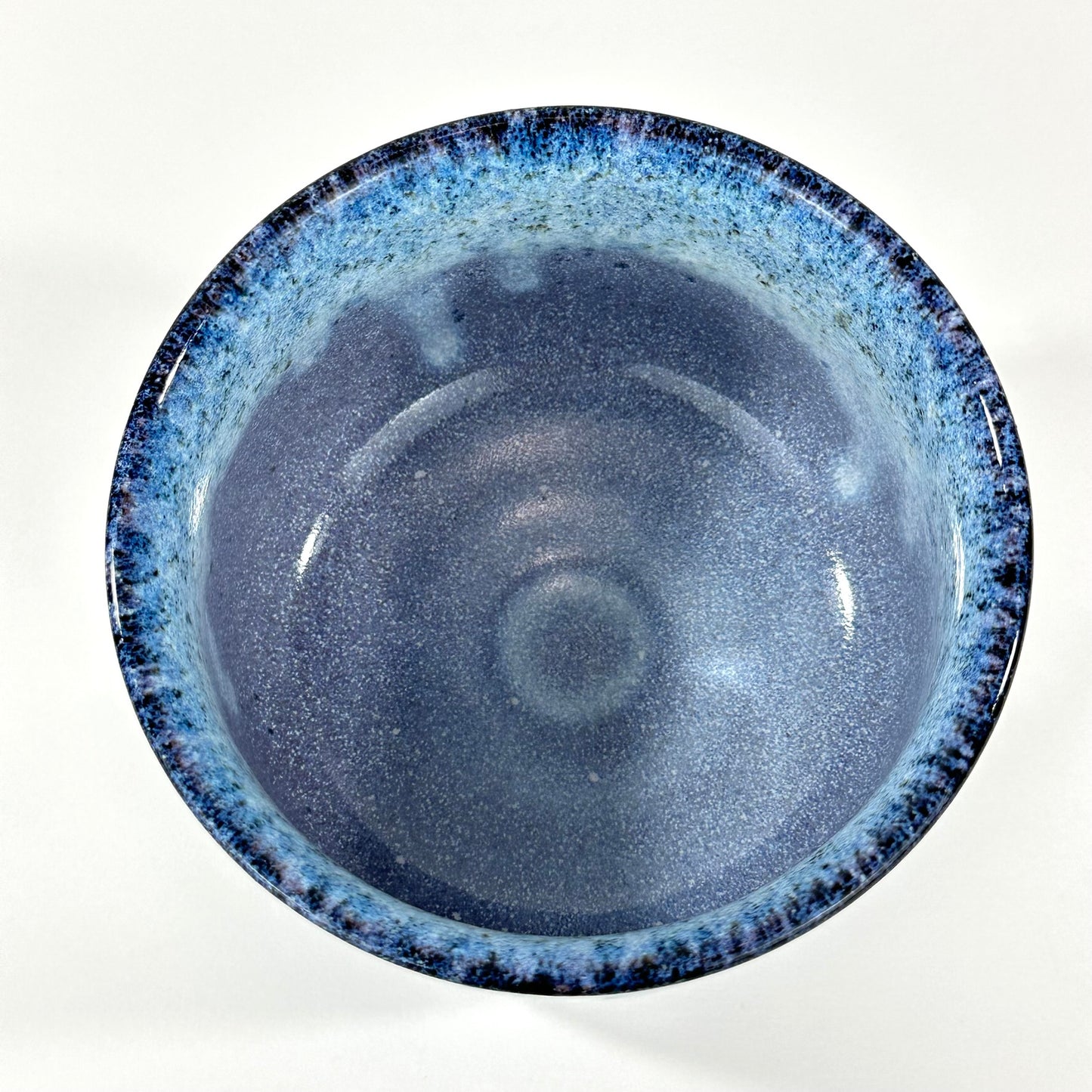 Japanese Handmade Chawan Matcha Tea Bowl Fuji Unofu Banko Ware Blue Speckle Glaze NEW 5"