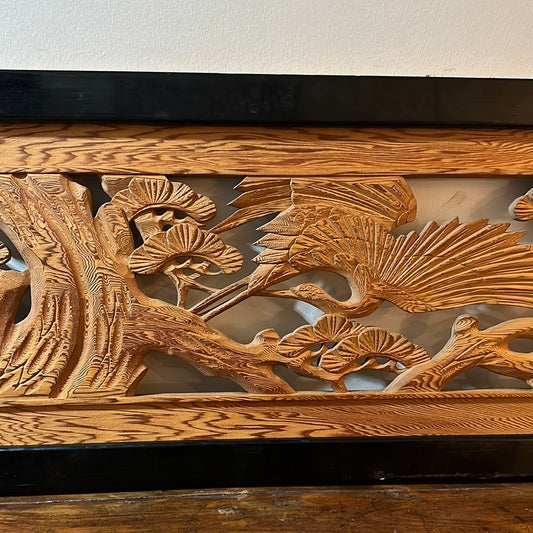 Japanese Ranma Carved Transom Sugi Wood