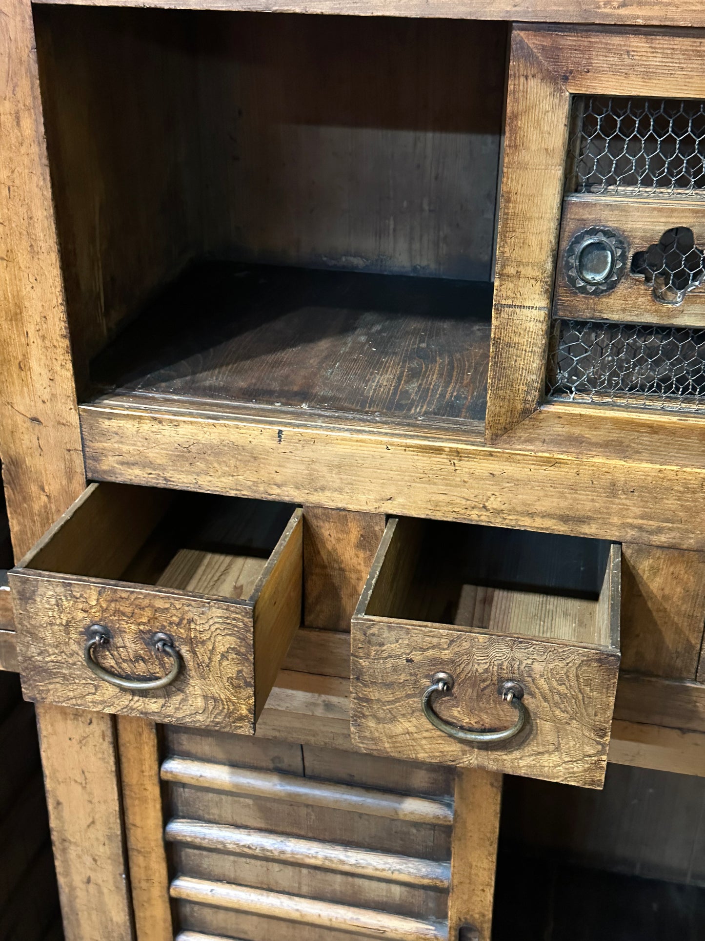 Antique Japanese Meiji Era Mizuya Kitchen Tansu 3ft