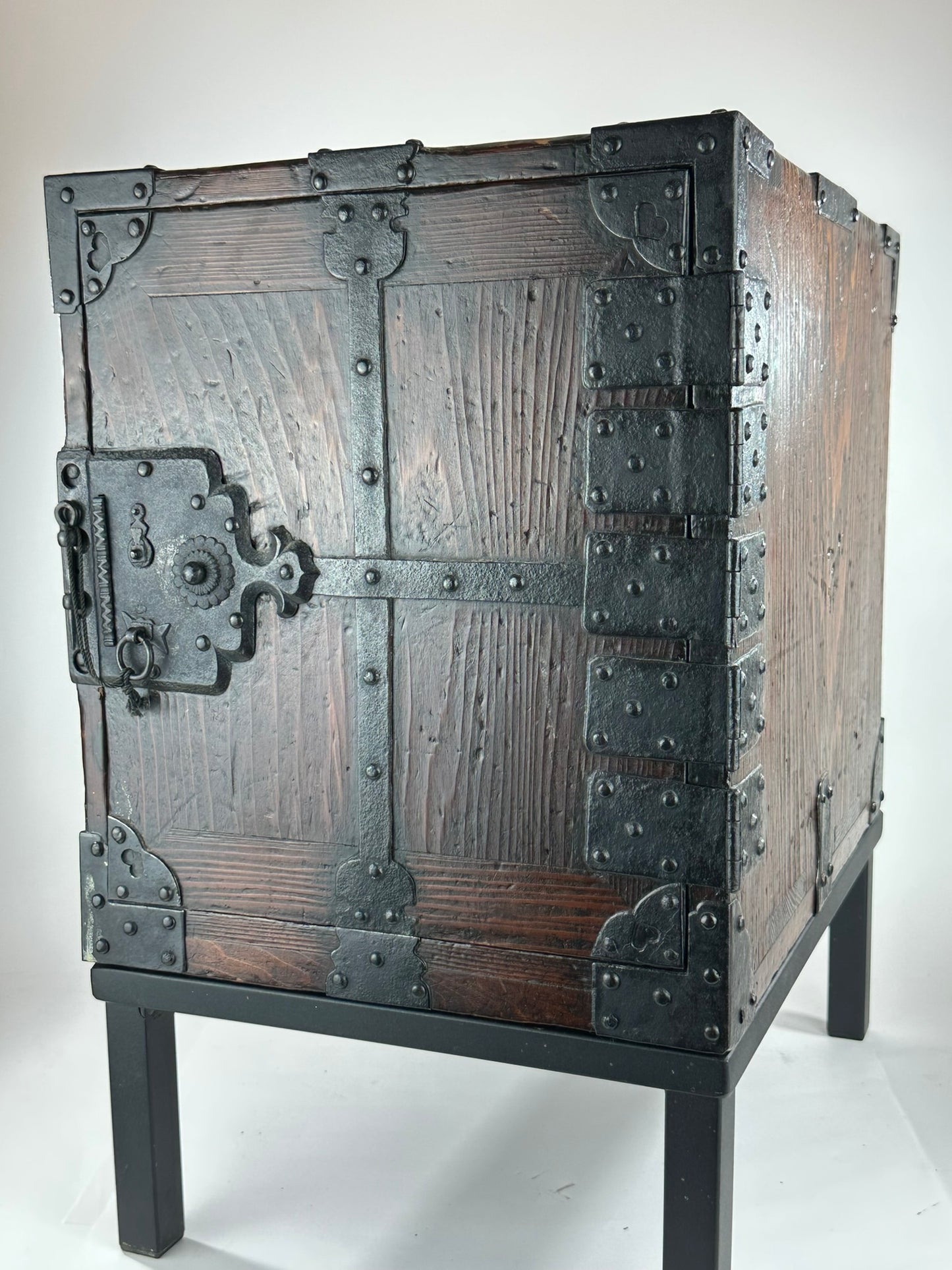 ntique Japanese Funadansu Ship Chest Sugi Kiri Iron Hardware Edo Period Custom Stand c1840's