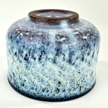 Japanese Handmade Chawan Matcha Tea Bowl Fuji Unofu Banko Ware Blue Speckle Glaze NEW 5"