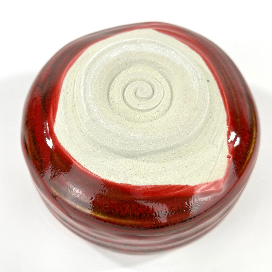 Japanese Handmade Mino Ware Chawan Matcha Tea Bowl Beni Tengu Crimson Red Glaze NEW 5"